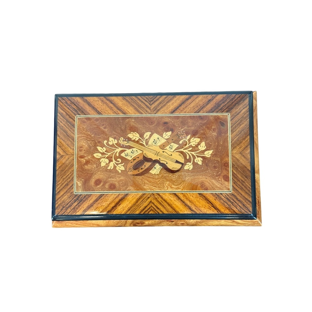 VTG Italian Sorrento Inlaid Music Jewelry Box Plays "Music of the Night" EUC!